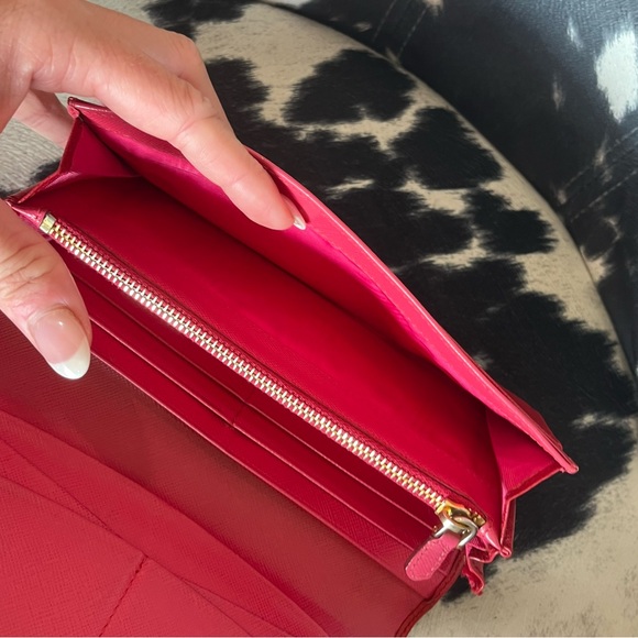 Prada Red & Pink Leather Long Wallet - Picture 11 of 13